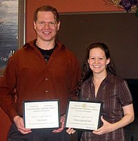 Distinguished Teaching Award for graduate students winners - Cory Secrist and Tamara Spiewak Toub
